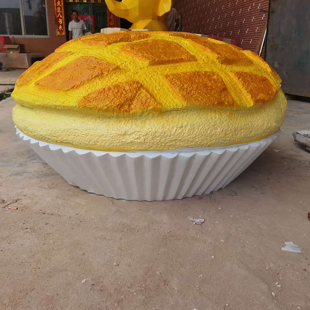 定制玻璃钢仿真菠萝包模型雕塑树脂纤维汉堡包造型雕塑