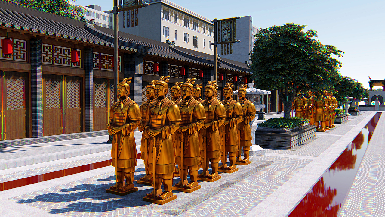 500米仿秦商业街（图ZMjA0MDI1OTU2） - 建筑/空间 - 站酷设计师飞天红雪原创素材 - 站酷ZCOOL