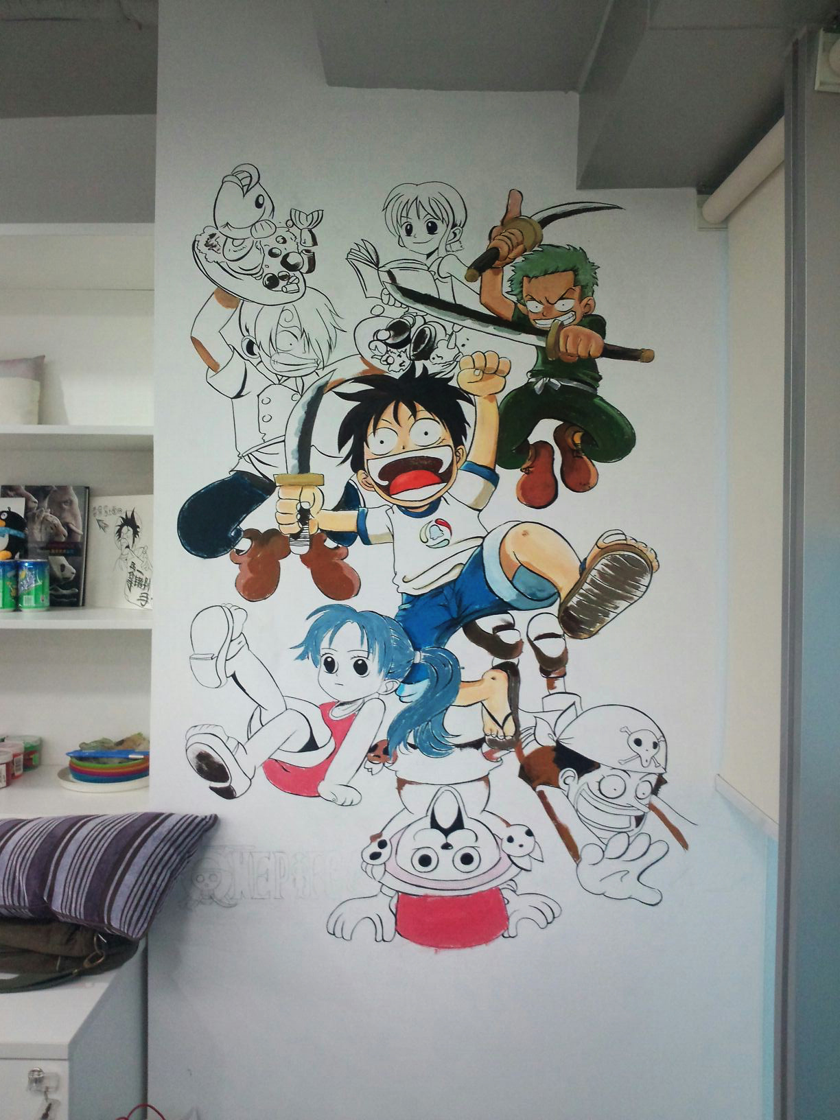 卡通动漫电视背景墙手绘|纯艺术|其他艺创|广州墙绘艺术 - 原创作品 - 站酷 (ZCOOL)