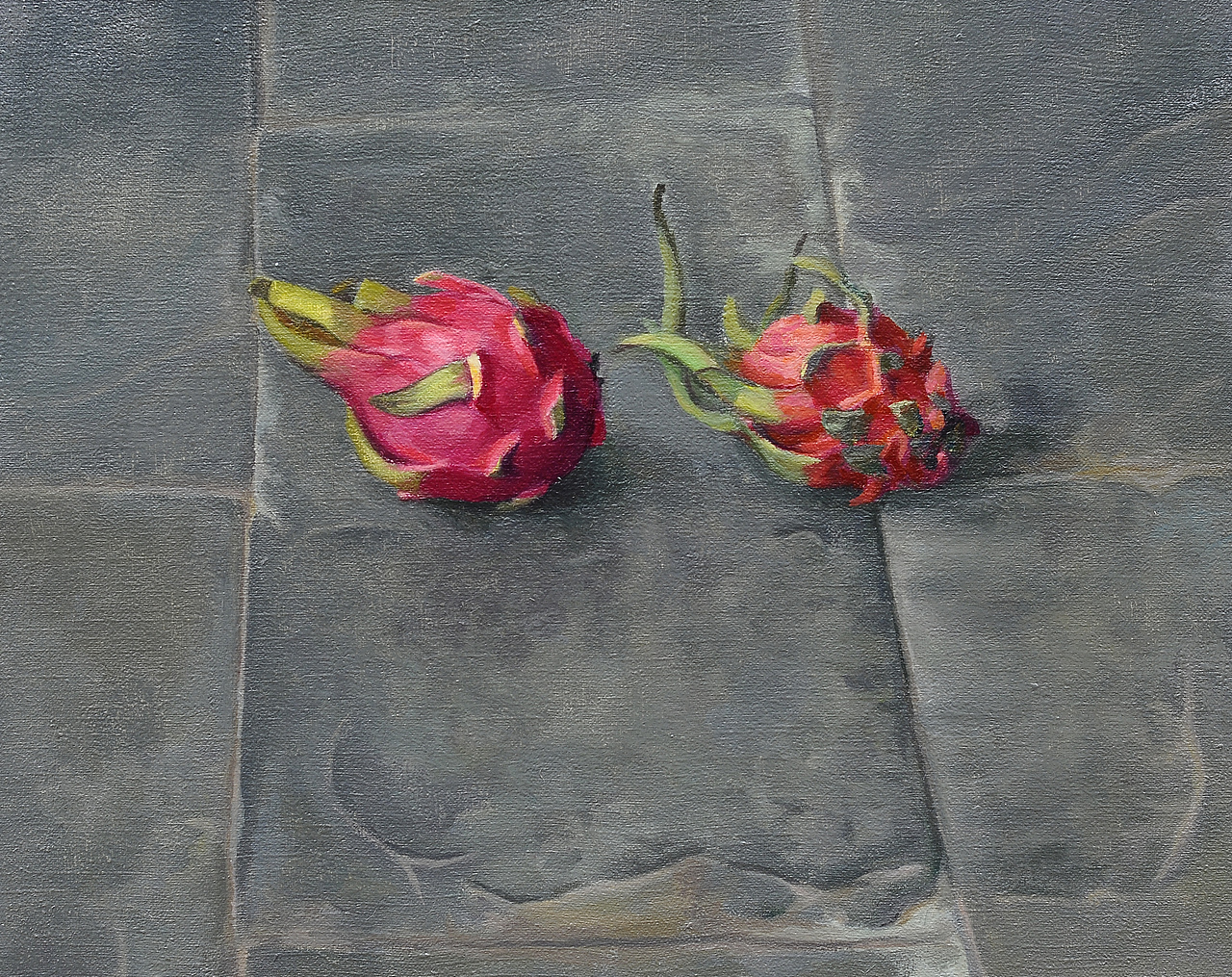 油画静物 油画 个人作品 火龙果——舒杨|纯艺术|绘画|糙吉流_原创