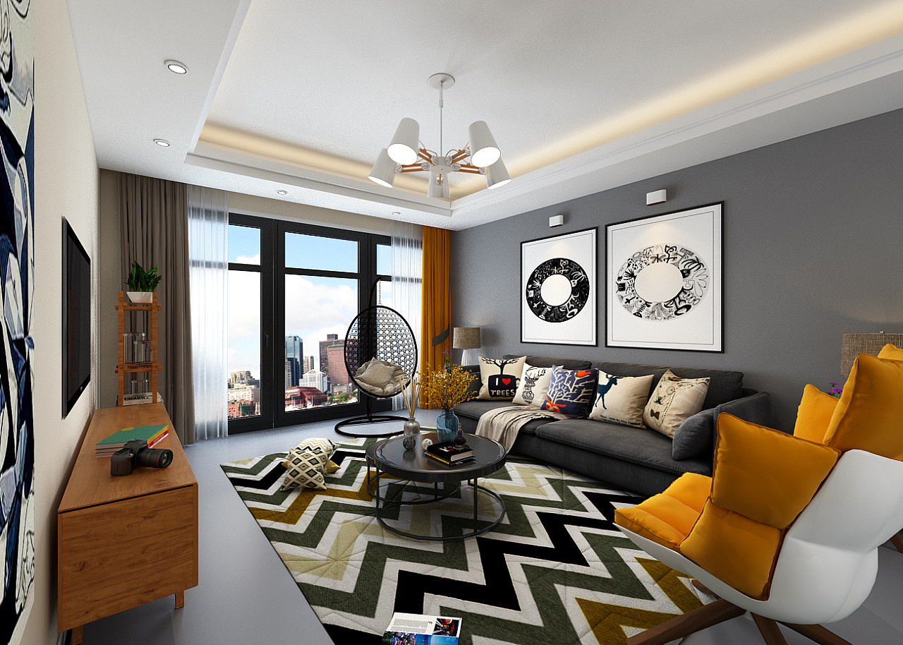 新中式客厅|空间|家装设计|张美丽效果图 - 原创作品 - 站酷 (ZCOOL)
