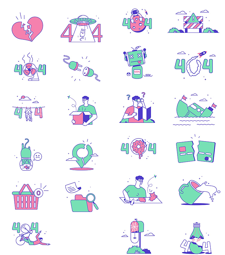 404错误访问提示手机网页界面建设维护插画海报设计（图ZMjY4MzM5MDgw） - 创作习作 - 站酷设计师huuyy888原创素材 - 站酷ZCOOL