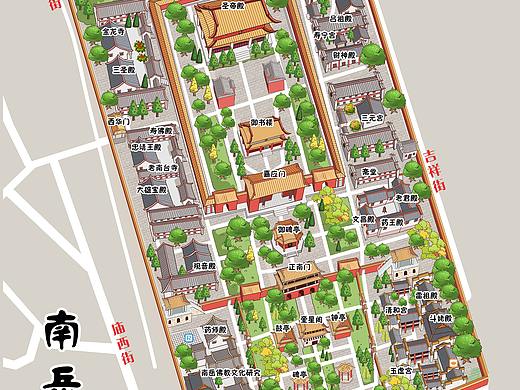 南岳大庙等景区手绘地图