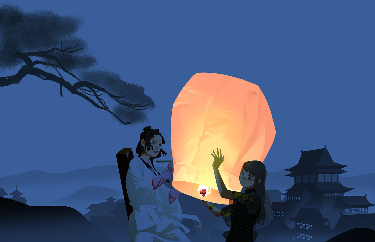 《祭月》中秋贺图（图ZMTc2Mzk0NTg4） - 艺术插画 - 站酷设计师洛洛洲原创素材 - 站酷ZCOOL