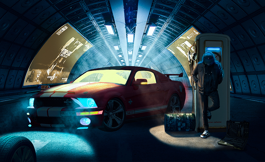 大晚上偷偷修车（图ZMTU0ODEyMzgw） - 其他平面 - 站酷设计师度余欢原创素材 - 站酷ZCOOL