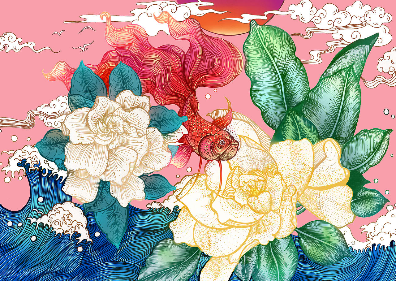 花嶼海（圖ZMTE5NDUzNTEy） - 藝術插畫 - 站酷設計師尾生千禧Ayi原創(chuàng)素材 - 站酷ZCOOL