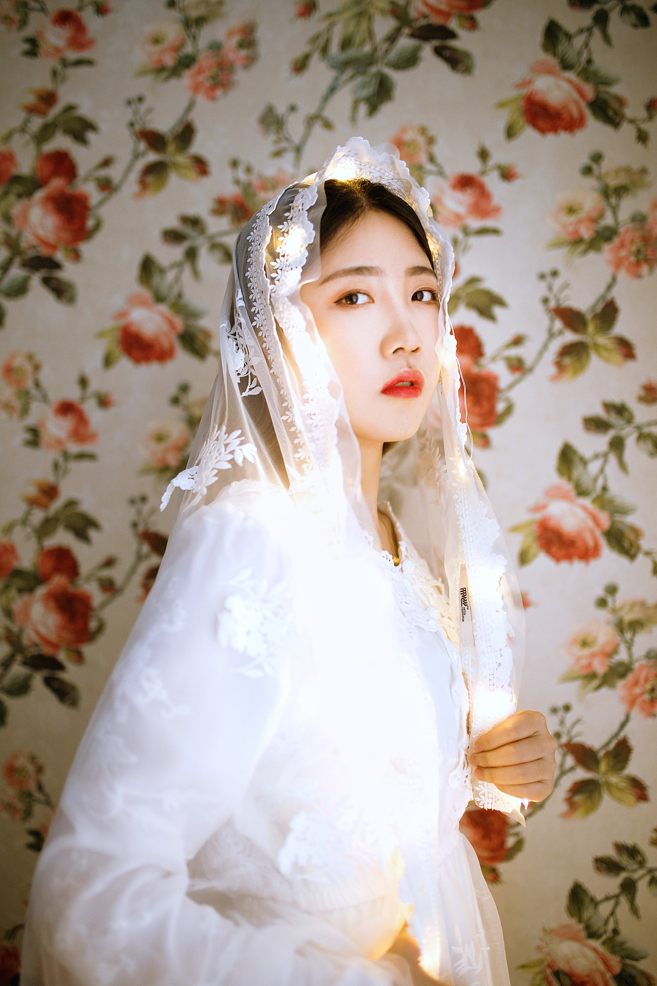 室内写真 头纱 氛围 复古