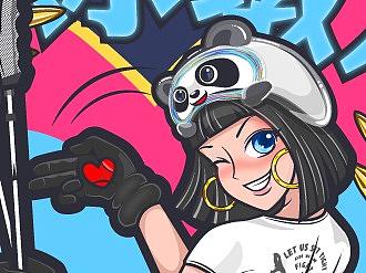 冬奥会冰墩墩潮流插画