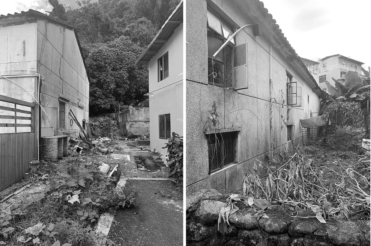 外部：周边被民房包围，楼间距极小，门口停车位距离过近，遮挡了外部建筑。