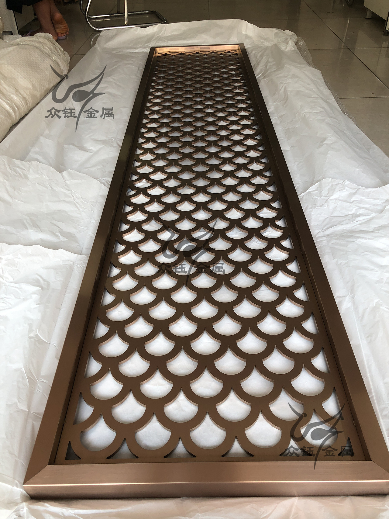 别墅庭院古典造型中式不锈钢管焊接艺术屏风