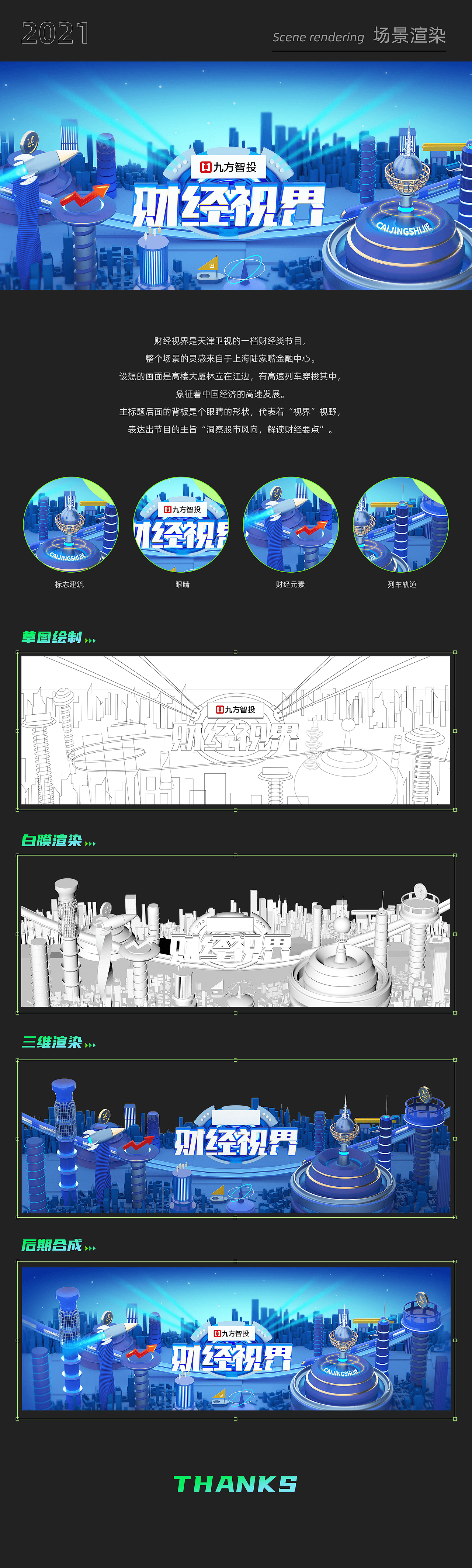 财经栏目-C4D三维场景渲染过程