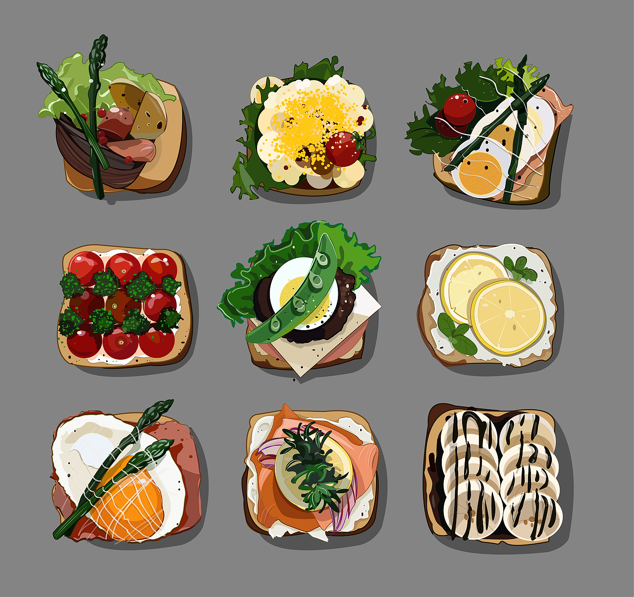 食物合集（图ZODQxODE5MjA=） - 商业插画 - 站酷设计师啊董噜噜原创素材 - 站酷ZCOOL