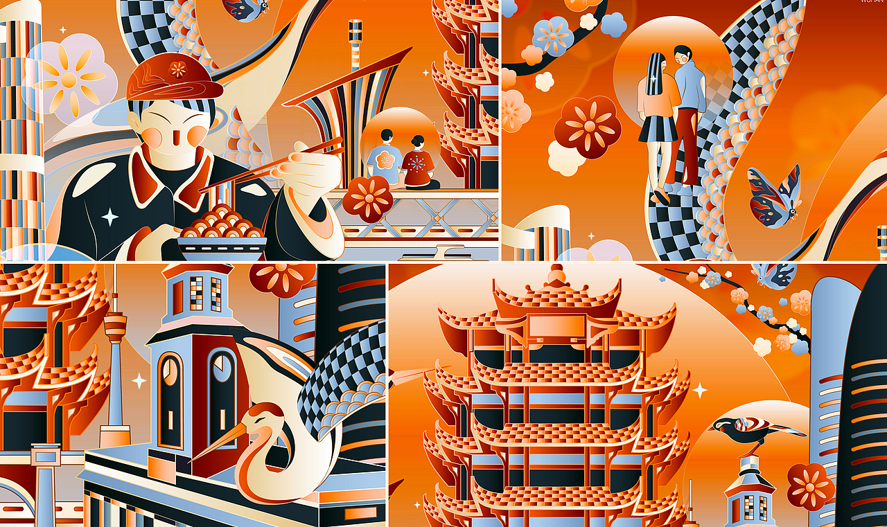 城市印象插画-武汉（图ZMjk0MjIxNDEy） - 商业插画 - 站酷设计师郭小浩a原创素材 - 站酷ZCOOL