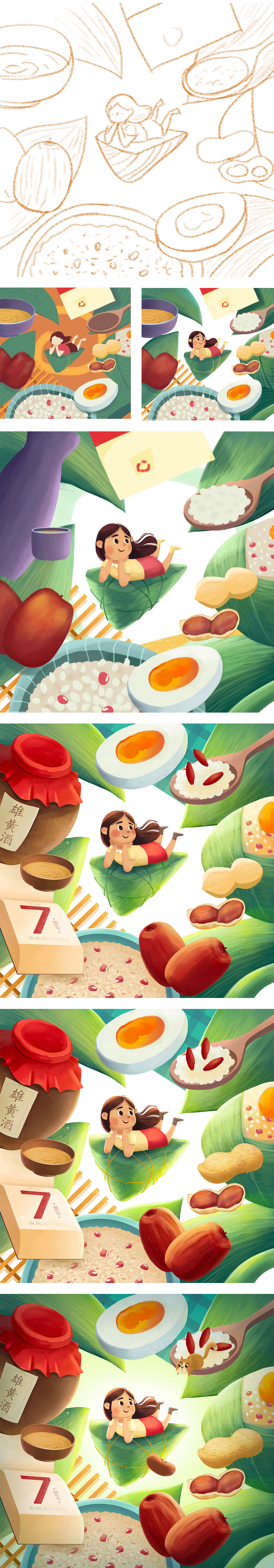 端午节插画（图ZMTc2MzcxNTA0） - 商业插画 - 站酷设计师dododododo原创素材 - 站酷ZCOOL
