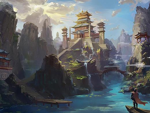 游戏场景原画，中国风