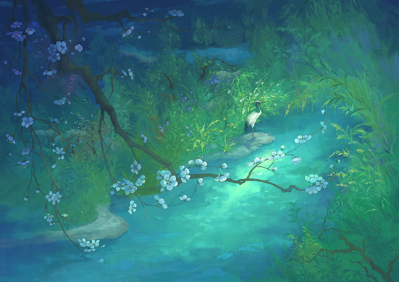 春江花月夜（图ZMzcwNzg4OTI4） - 创作习作 - 站酷设计师牧之的插画原创素材 - 站酷ZCOOL