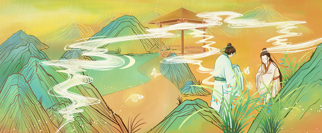 梁山伯与祝英台系列插画设计（图ZMzA5NTI0NjQ4） - 商业插画 - 站酷设计师夏目酒原创素材 - 站酷ZCOOL