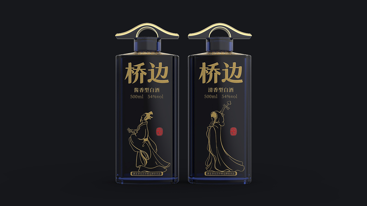 桥边 | 白酒包装设计 | 原创 线描 插画