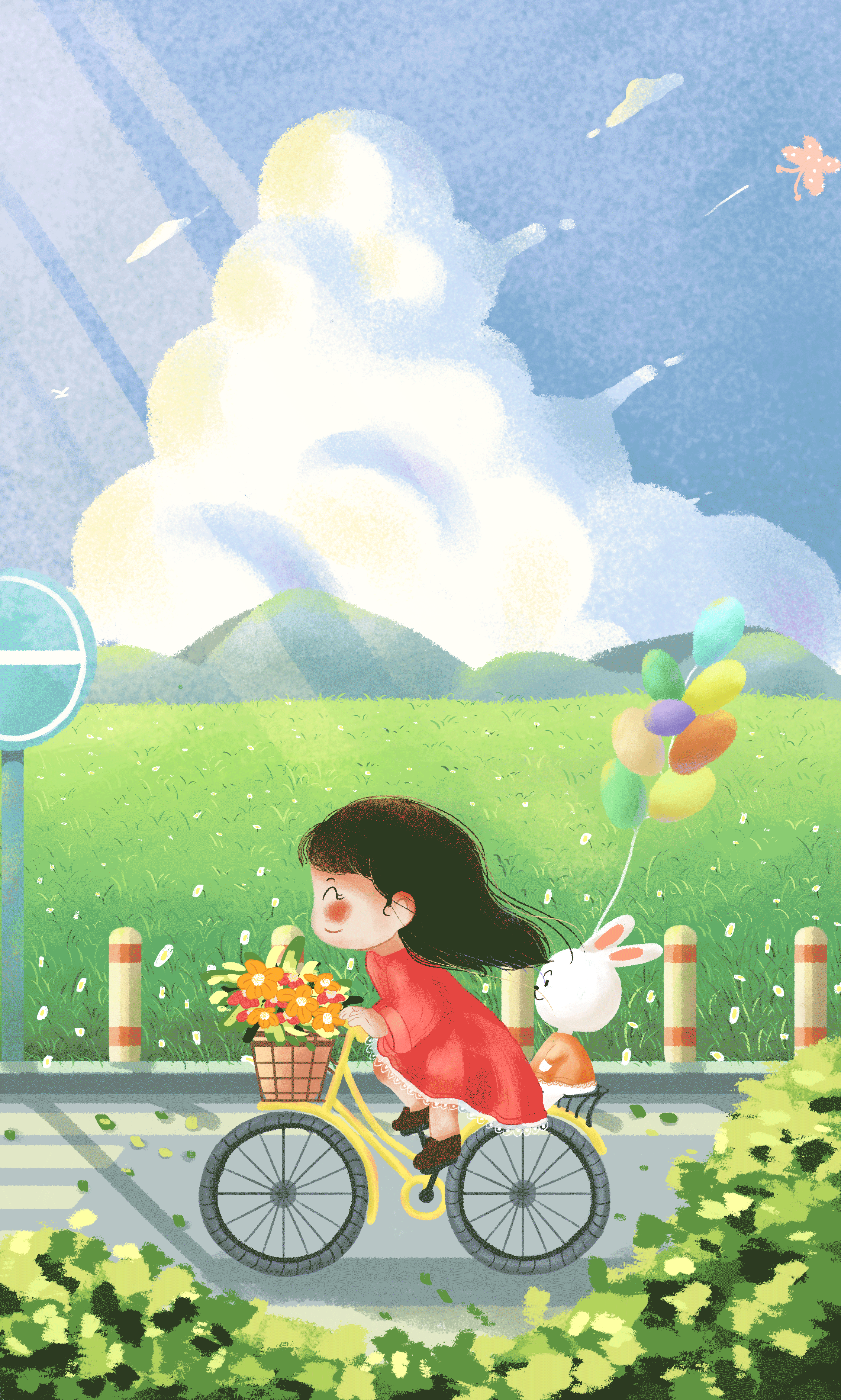春天到了，一起去郊游呀（图ZMjk4MzUzNTky） - 儿童插画 - 站酷设计师努力画图的兔子原创素材 - 站酷ZCOOL