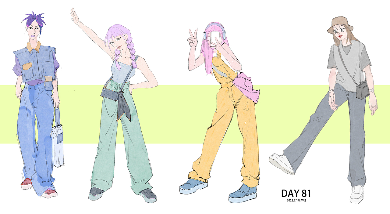 【人物隔日涂】51-100（图ZMzE1NzQ4Nzk2） - 创作习作 - 站酷设计师黑羊呀原创素材 - 站酷ZCOOL