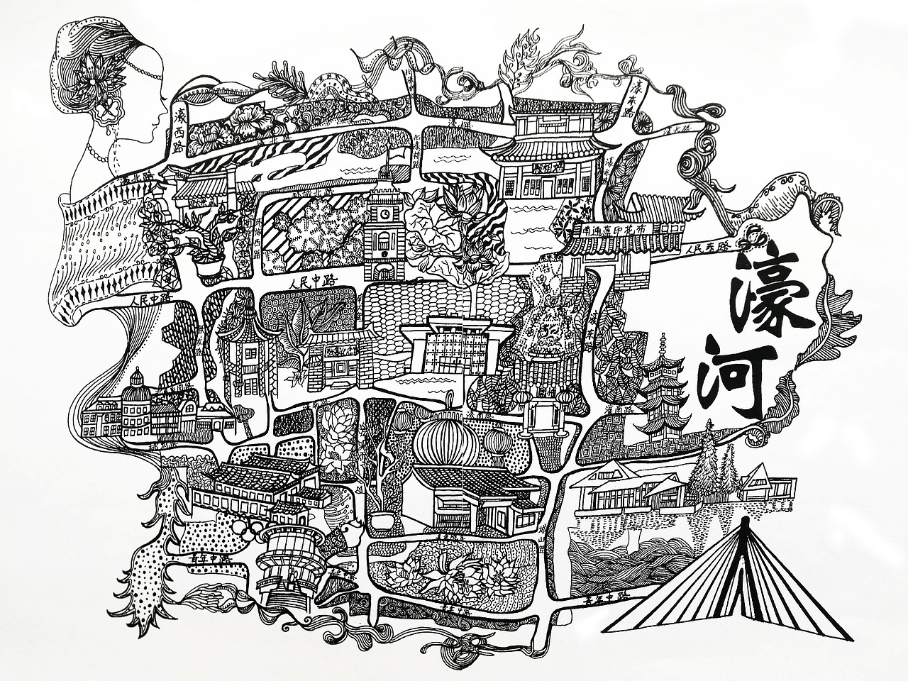 南通濠河风景区的地图,看看你能认出哪些景点!