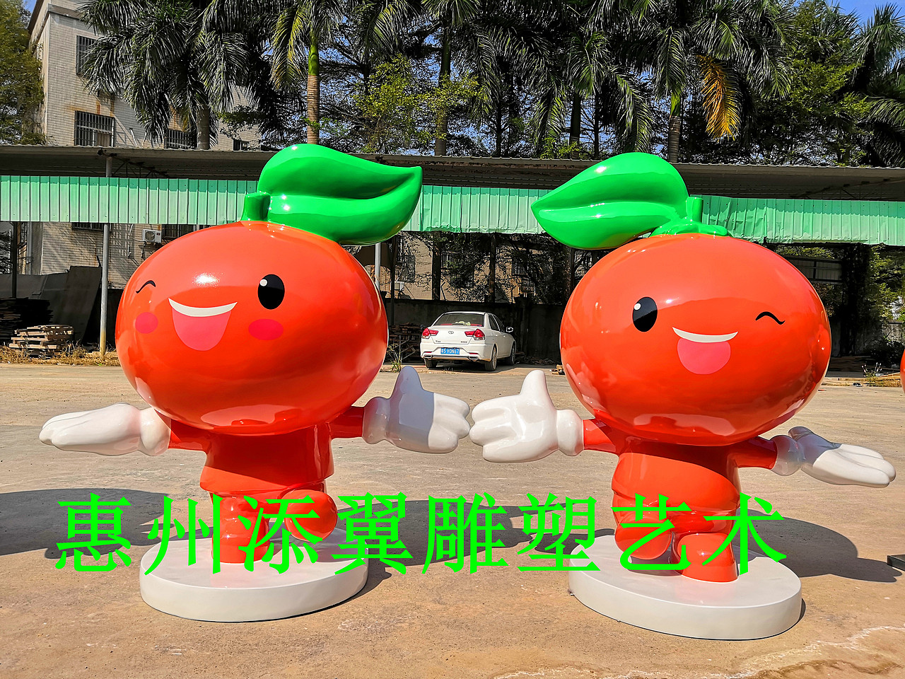 神采奕奕玻璃钢柑橘卡通雕塑造型是水果雕像中的爱马仕