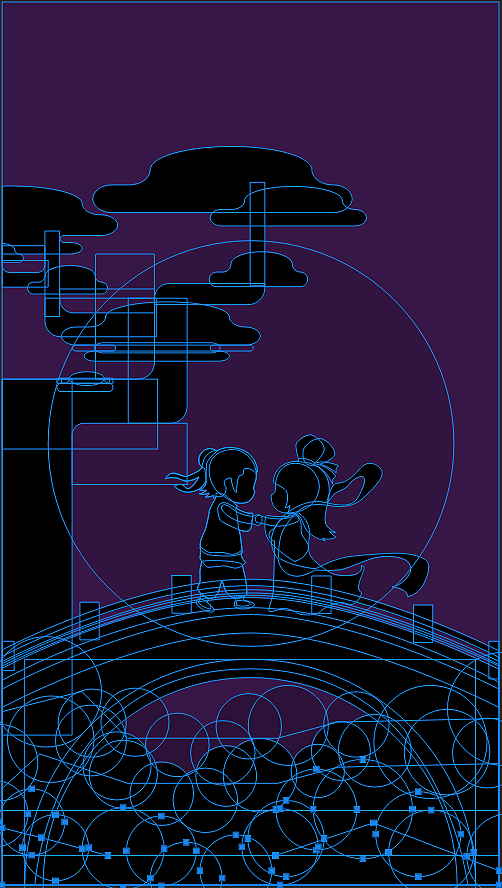 七夕手机壁纸 App 启动 扁平插画