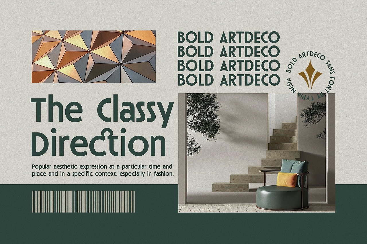 经典复古Art Deco装饰艺术品牌海报封面标题英文字体