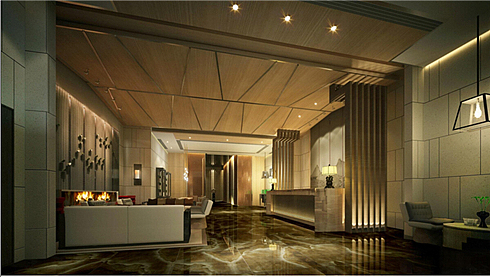 改造后大堂效果图
酒店大堂是宾客出入的必经之地,是接待客人的第一个空间,也是使客人对酒店产生第一印象的地方。酒店的大堂是宾客办理手续、咨询、礼宾的场所,是通向酒店其他主要公共空间的交通中心,是整个酒店的枢纽,其设计、布局以及所营造出的独特氛围,将直接影响酒店的形象与其本身功能的发挥。<br>此前滨海酒店大堂缺点显而易见,不仅未能有效利用空间,连基本的功能需求也未能得到充分满足,更不用说形成风格了。大堂改造过程中,设计师首先对酒店大堂原有的功能区间进行了规整,遵循“以客人为中心”的理念,注重给客人带来美的享受,希望创造出宽敞、华丽、轻松的气氛。<br>