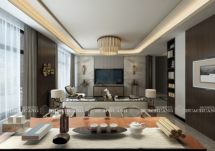 海尔绿城麗园240平轻奢风格效果图|华创易家装饰设计（图ZMTM4NzczOTgw） - 家装设计 - 站酷设计师济南别墅装修设计原创素材 - 站酷ZCOOL