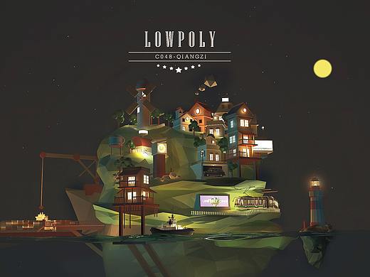 LOWPOLY海岛夜晚打灯练习
