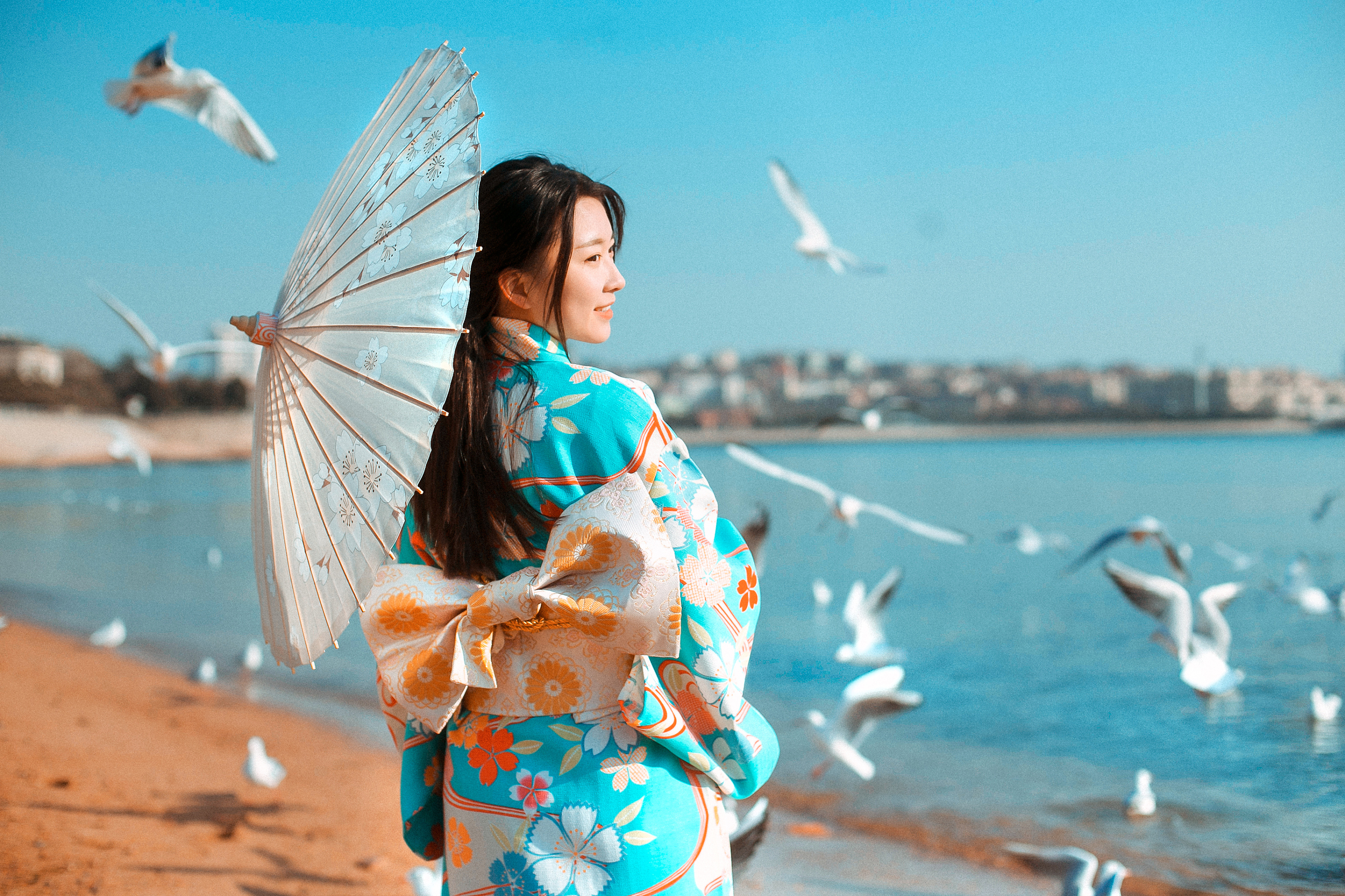 海边和服美女后期精修