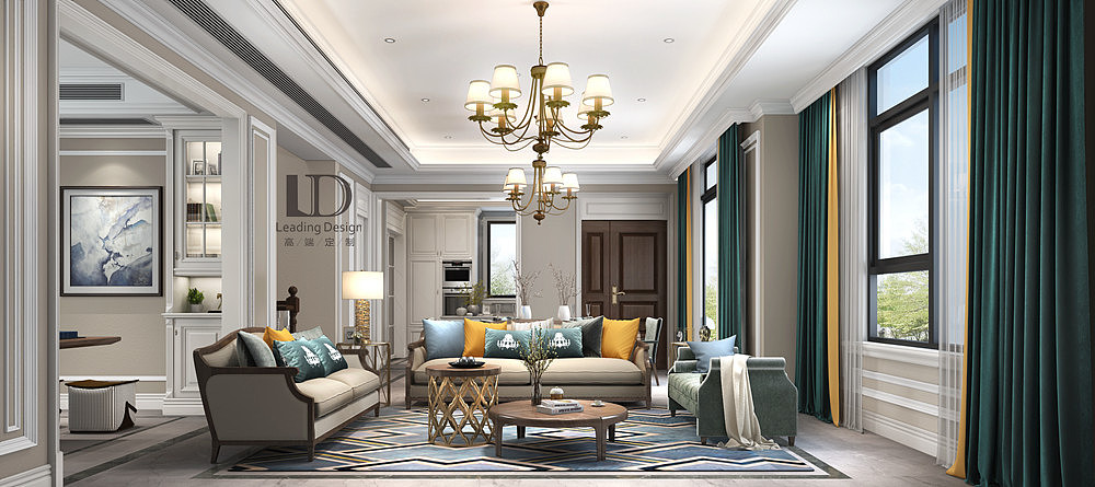 龙湖开元设计方案|大学城龙湖开元别墅装修|现代美式风
