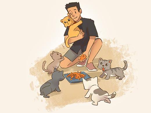 猫咪眼中的铲屎官【央视新闻X星蔚插画 】