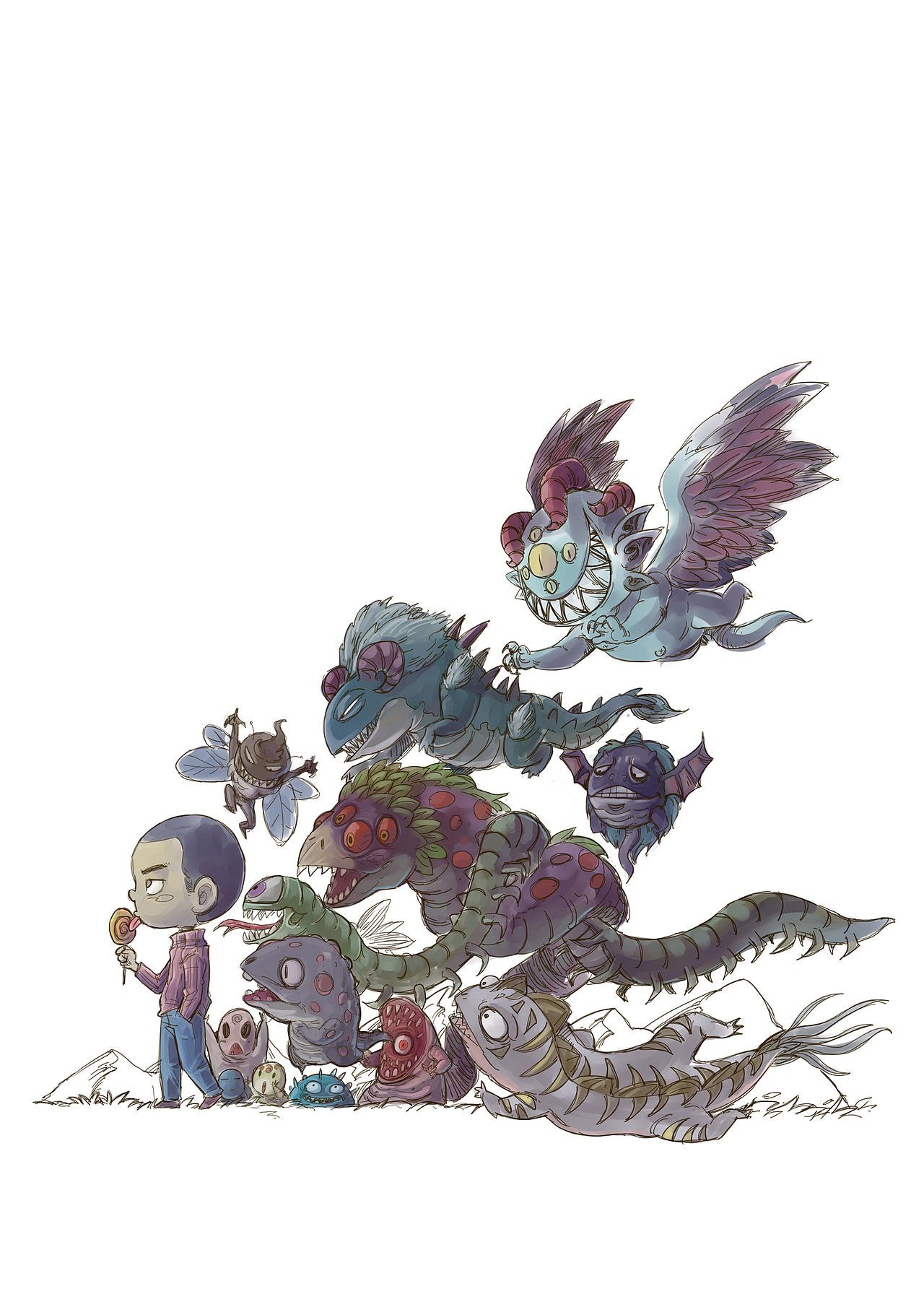 妖怪来了创作过程。（图ZMTc3OTgxNjQ0） - 商业插画 - 站酷设计师漫匪原创素材 - 站酷ZCOOL