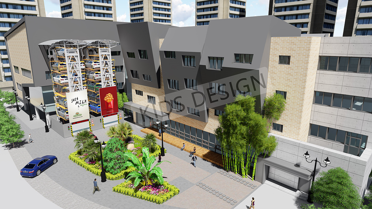 商业区立体车库场景应用效果图