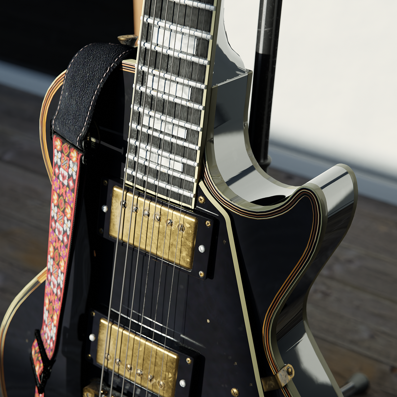 Gibson Les Paul黑美人电吉他 - Blender渲染（图ZMjgxMDczMjAw） - 产品 - 站酷设计师猫王阿祖原创素材 - 站酷ZCOOL