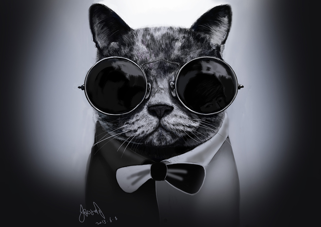 戴眼镜的猫|插画|插画习作|Mayne丨大摇 - 原创