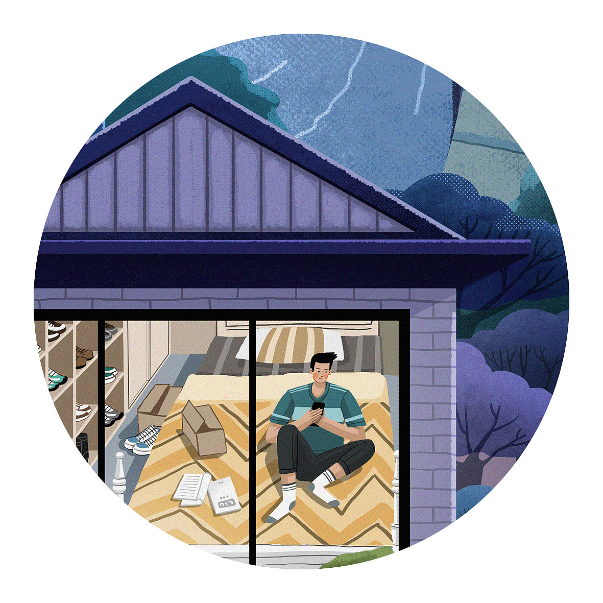 与鱼YUYU商业插画12时辰运动长图