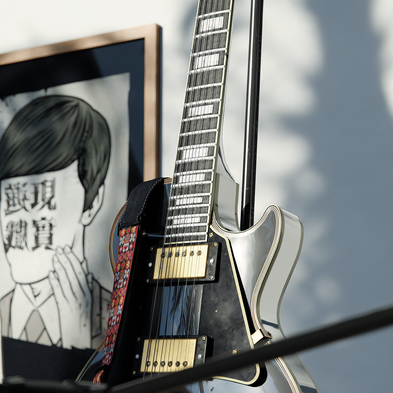 Gibson Les Paul黑美人电吉他 - Blender渲染（图ZMjgxMDczMTgw） - 产品 - 站酷设计师猫王阿祖原创素材 - 站酷ZCOOL