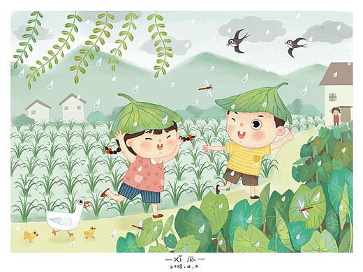 春雨插画＆图案