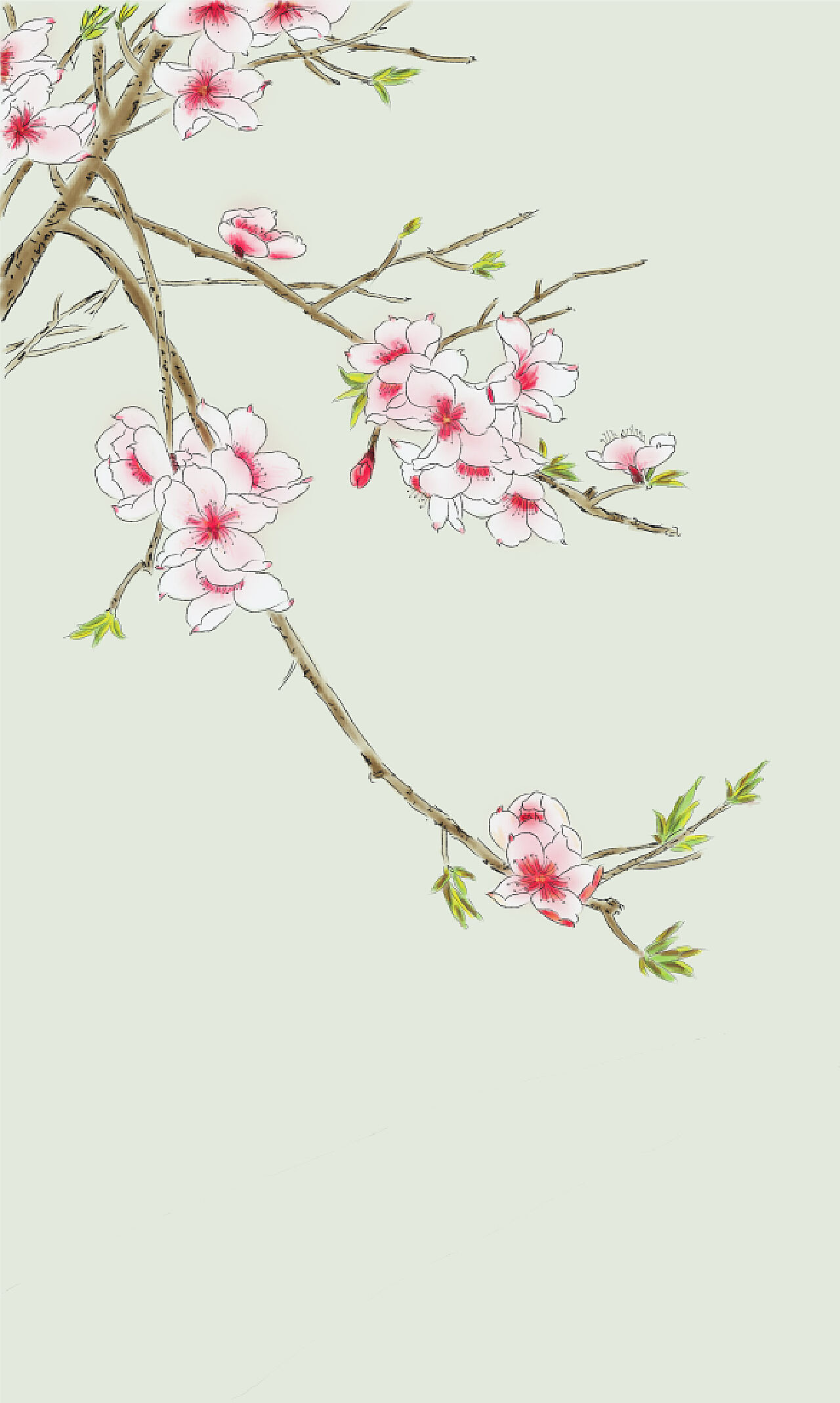 桃花树枝简笔画图片