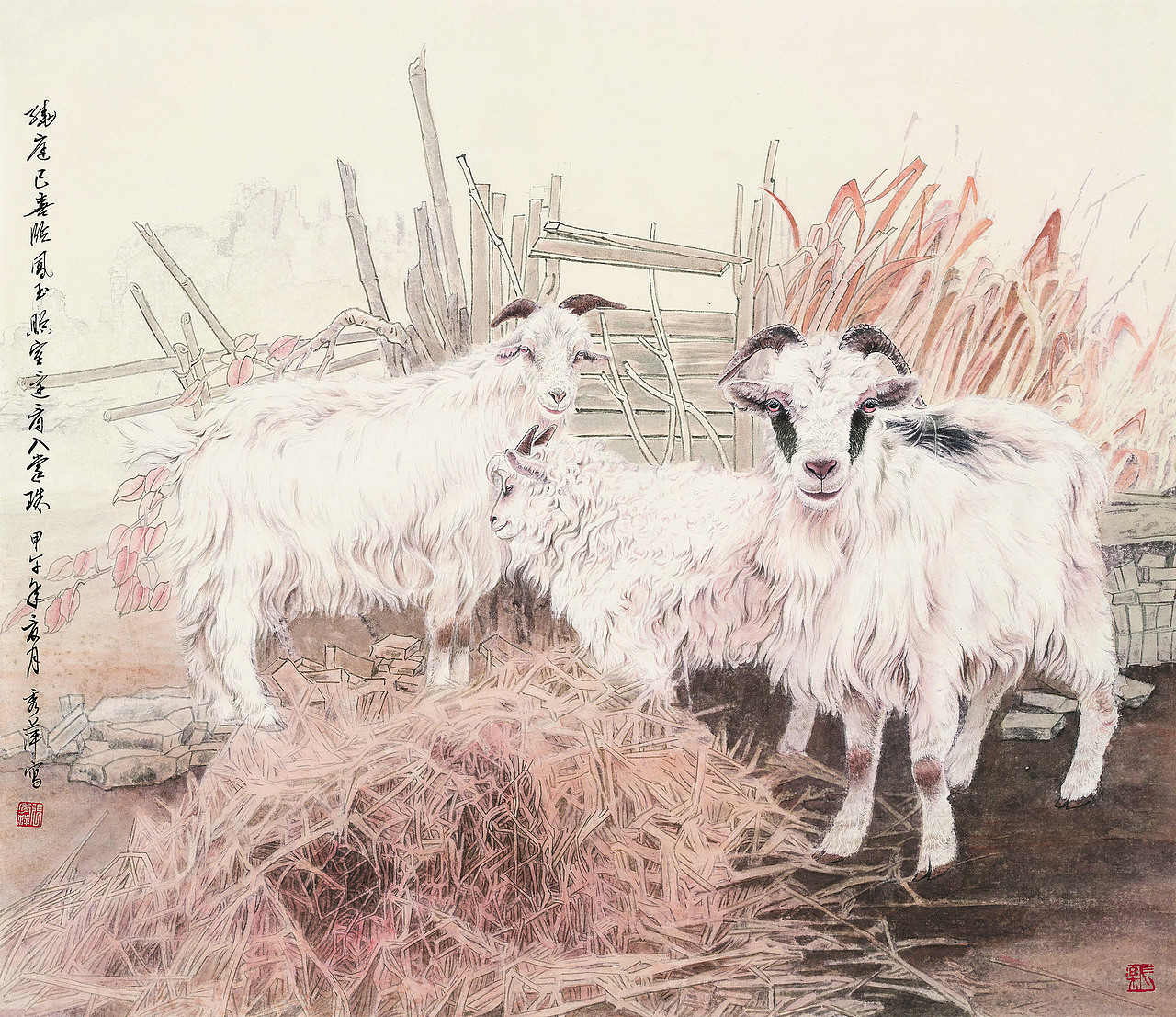 画羊名家中国美术家协会会员张秀萍工笔羊欣赏