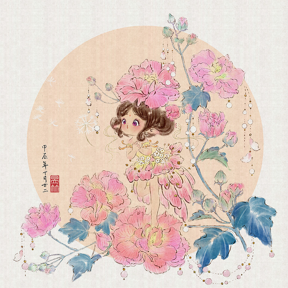 十月的芙蓉花神,温婉柔美,如芙蓉般娇艳欲滴。