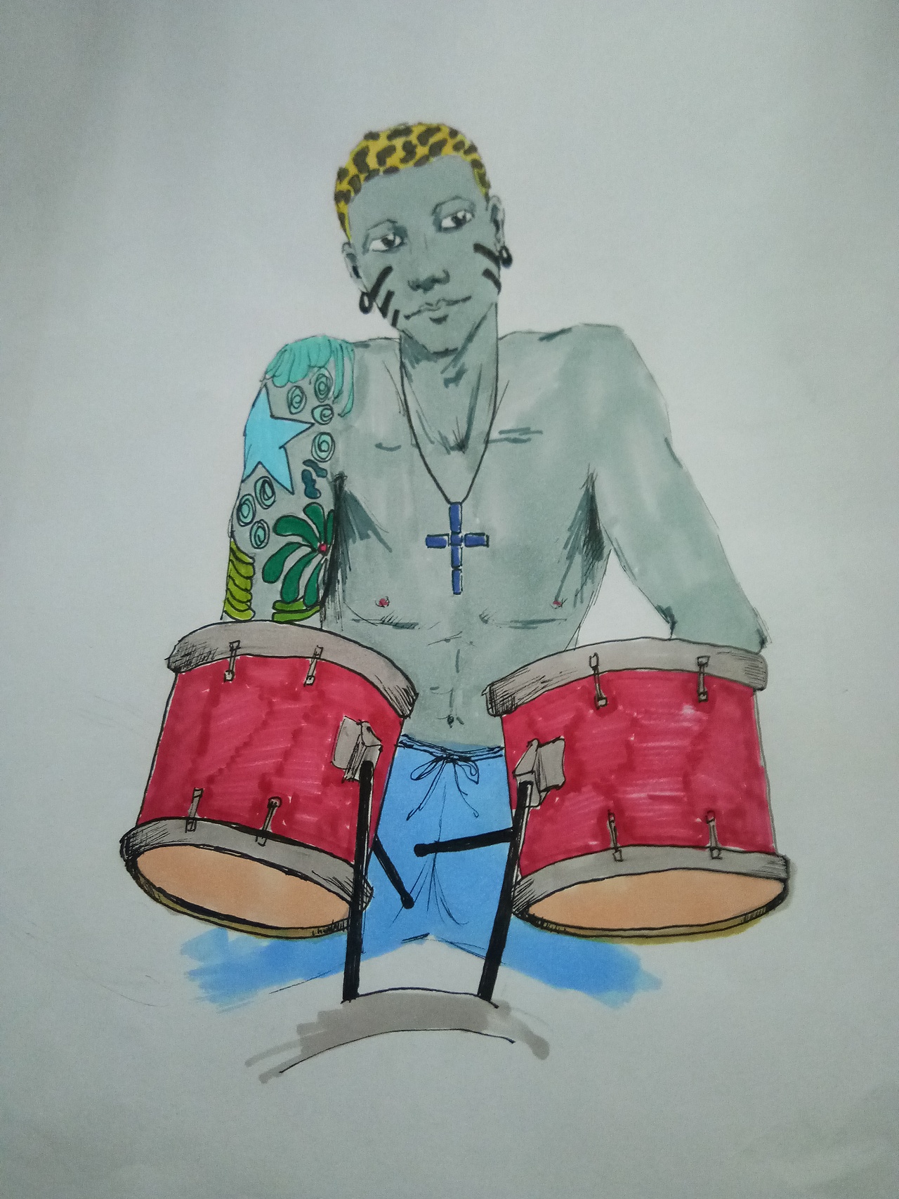 手绘摇滚插画（原创）（图ZMTQwMzg5MzA4） - 艺术插画 - 站酷设计师可可爱LM原创素材 - 站酷ZCOOL