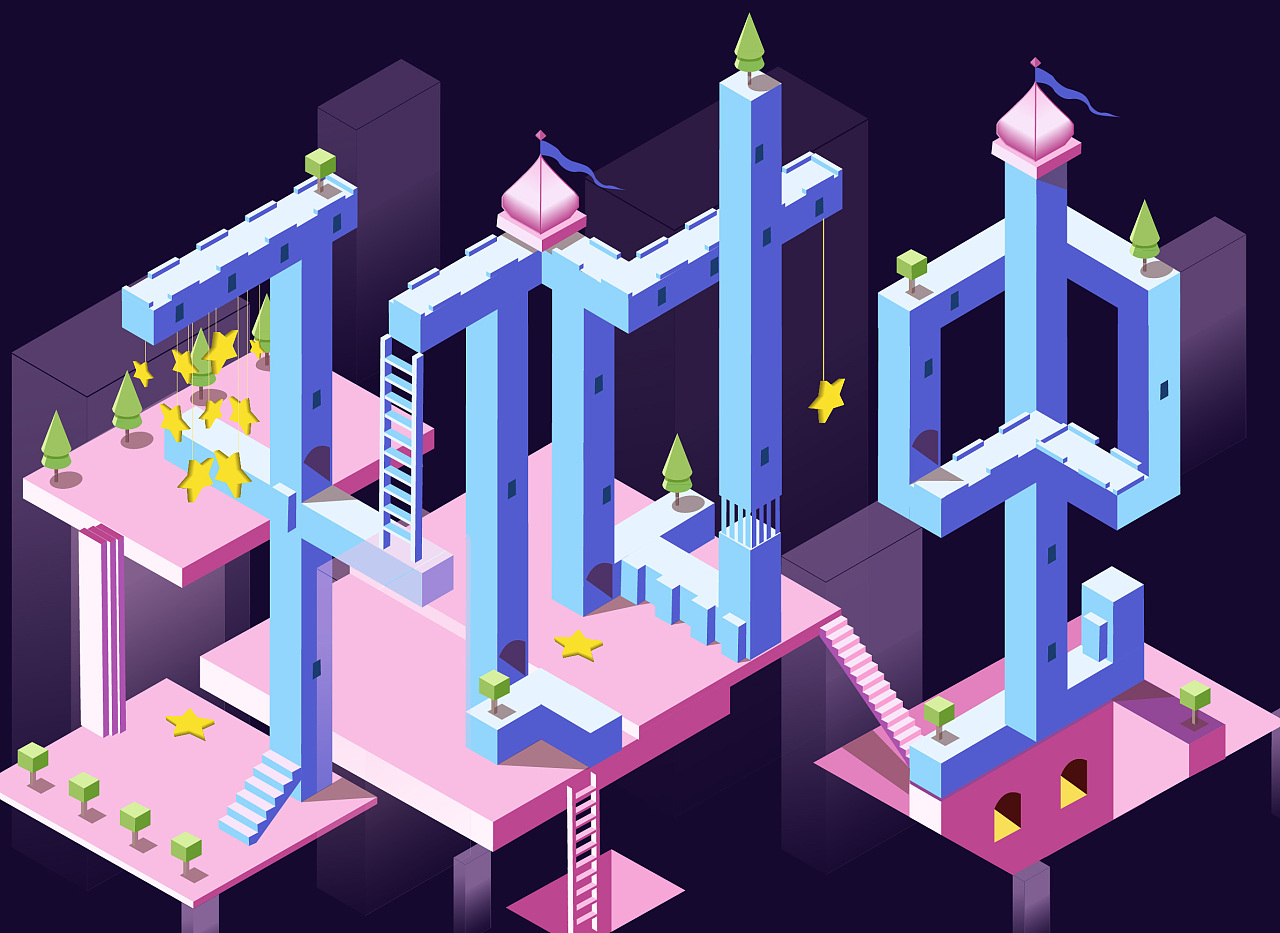 2.5d插画 平面 海报