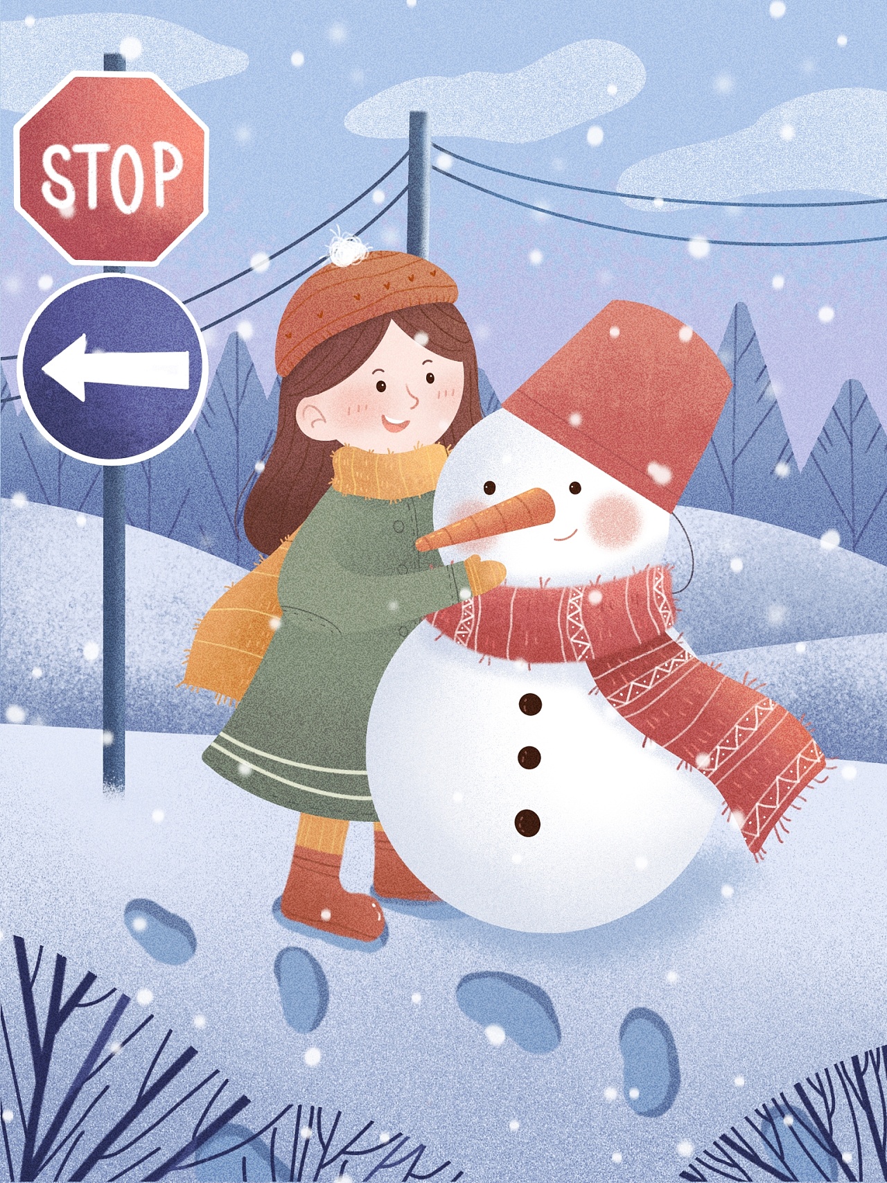 二十四节气之冬至 滑雪的雪人|插画|商业插画|Y颜颜颜 - 原创作品 - 站酷 (ZCOOL)