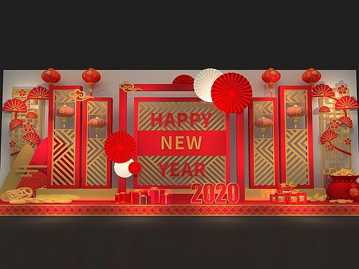 新年美陈 元旦美陈 3D效果图
