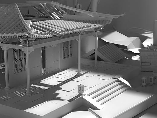 中式建筑/小房子/寺庙/3D场景建筑模型