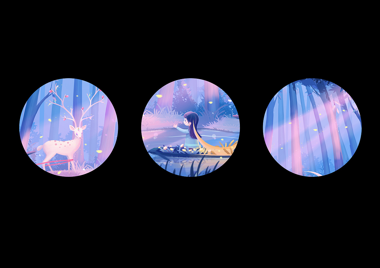 鹿与月亮的相遇（图ZMjg3NDk3MTA0） - 商业插画 - 站酷设计师首席懒神原创素材 - 站酷ZCOOL